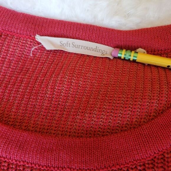 Soft Surroundings Knit Sweater Womens Size PM Petite Large Red Lightweight Tunic - Picture 3 of 9